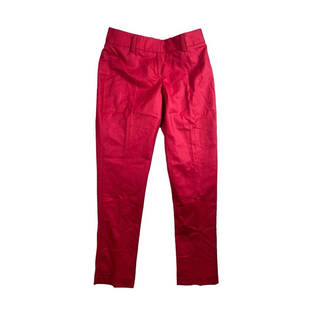 Lands' End Womens Slim Leg Mid Rise Pants in Red Wool Blend Size 2P Petite